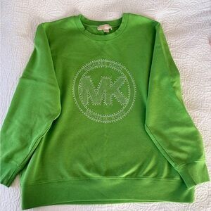 Michael Kors Green Sparkle MK Logo Sweatshirt XL NWOT